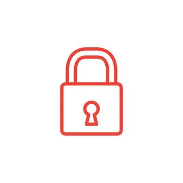 Lock Line Red Icon On White Background. Red Flat Style Vector Illustration. Illustrazione stock