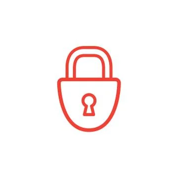 Lock Line Red Icon On White Background. Red Flat Style Vector Illustration. Stockillustratie