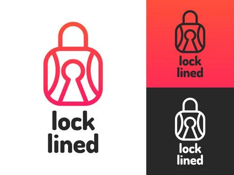 Lock Lined Logo Design Stock Illustration