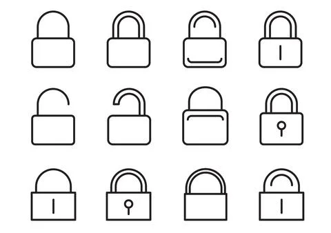 Lock login password icon set Stock Illustration