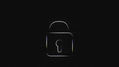 Lock logo in glitch effect mp4 video Stock Illustration