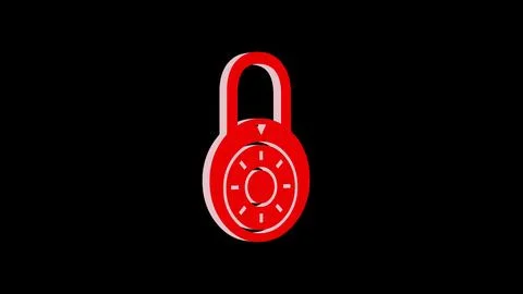 Lock logo icon loopable red color on black background Illustrazione stock