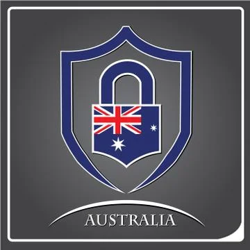 Lock logo made from the flag of Australia Illustrazione stock