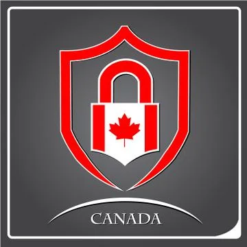 Lock logo made from the flag of Canada Stock Illustration