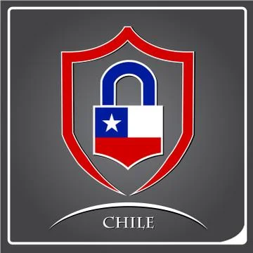 Lock logo made from the flag of Chile Illustrazione stock
