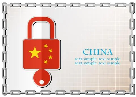 Lock logo made from the flag of China Stockillustratie