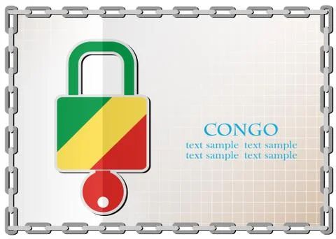 Lock logo made from the flag of Congo Stockillustratie