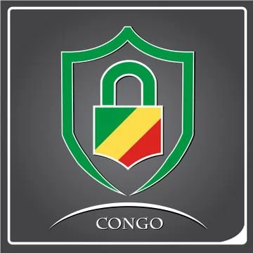 Lock logo made from the flag of Congo Stock Illustration