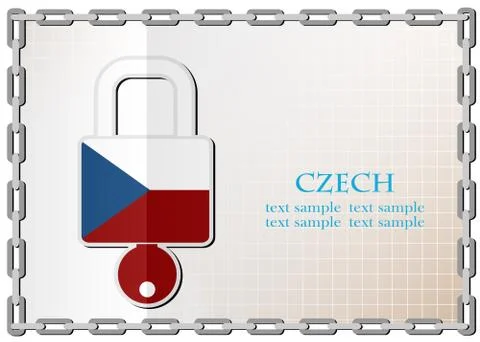 Lock logo made from the flag of Czech Stock Illustration