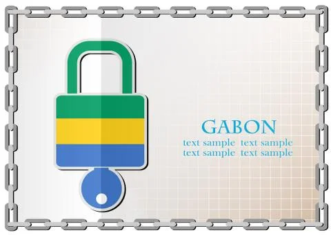 Lock logo made from the flag of Gabon Stockillustratie