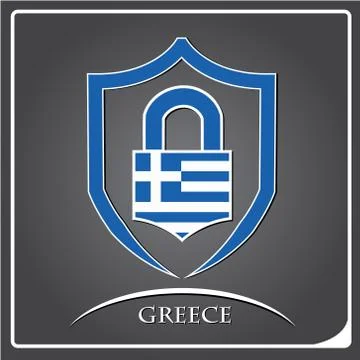 Lock logo made from the flag of Greece Illustrazione stock