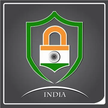 Lock logo made from the flag of India Stock Illustration