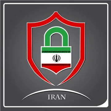 Lock logo made from the flag of Iran Stock Illustration