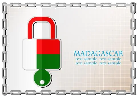 Lock logo made from the flag of Madagascar Illustrazione stock