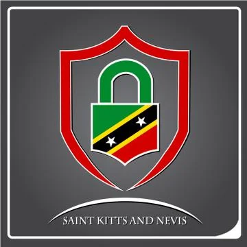 Lock logo made from the flag of Saint Kitts and Nevis Stock Illustration
