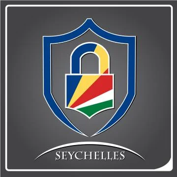Lock logo made from the flag of Seychelles Stock Illustration