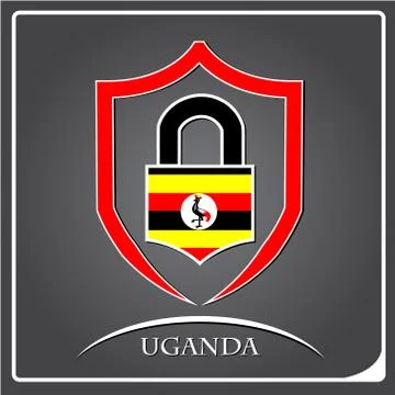 Lock logo made from the flag of Uganda Stock Illustration