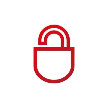 Lock logo, security icon silhouette, open lock Stock Illustration