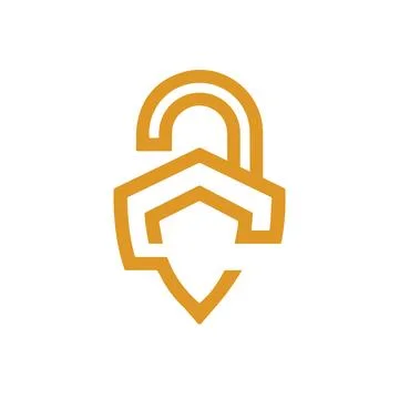 Lock logo, security icon silhouette, open lock Stock Illustration