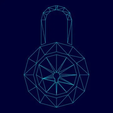 Lock low poly triangulation triangulated polygonal electric cyan blue vibrant Stock Illustration