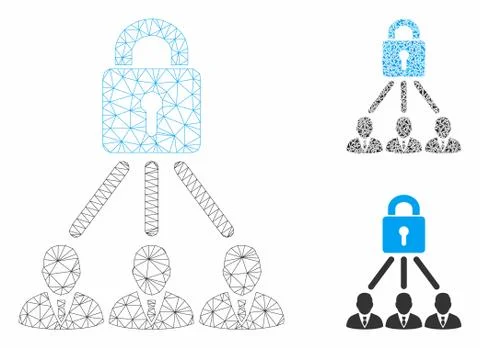 Lock Managers Vector Mesh Carcass Model and Triangle Mosaic Icon Stock-Illustration