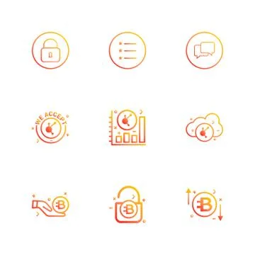 Lock , menu , message , we accept , graph , rate , cloud , unlock , 9 eps ico Stock Illustration