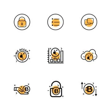 Lock , menu , message , we accept , graph , rate , cloud , unlock , 9 eps ico Stock Illustration