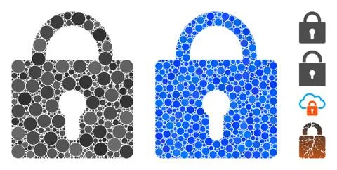 Lock Mosaic Icon of Circles 스톡 일러스트