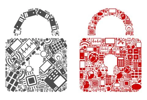 Lock Mosaic Icons for BigData Stock Illustration