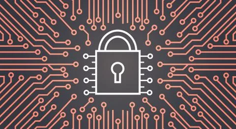 Lock Network Data Protection System Concept Banner Stockillustratie