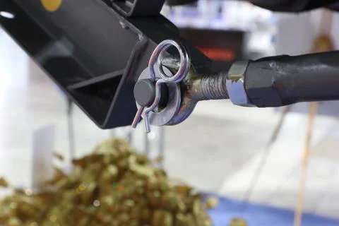 A lock nut split pin or cotter pin in machine Stock Photos