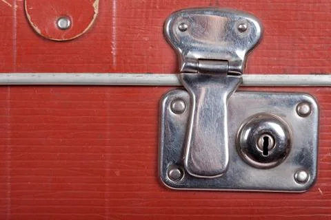 Lock of an old brown suitcase Stock Photos