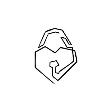 Lock one line vector illustration art hand draw . Stock Illustration