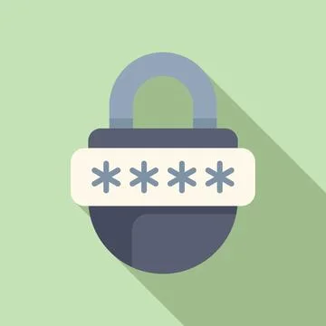 Lock online data icon flat vector. Access learning Stock Illustration