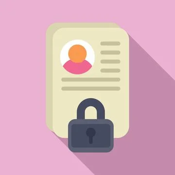 Lock online document icon flat vector. Password access process Stock Illustration