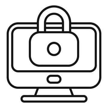 Lock online secure icon outline vector. Hacker software Stock Illustration