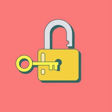 Lock open in flat style. Stock Illustration
