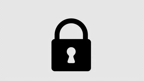Lock or padlock, closed and then opened, graphic animation. Black Stock Footage 297568321