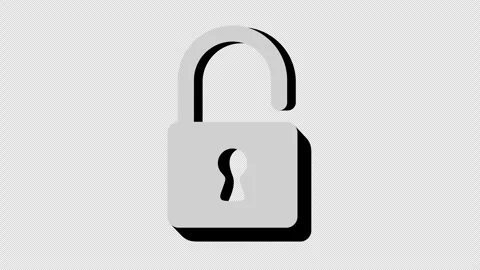 Lock or padlock, opened and then closed, graphic animation. Colored Stock Footage 297615749