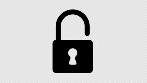 Lock or padlock, opened and then closed, graphic animation. Black Stock Footage 297615769