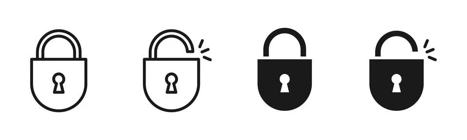 Lock or padlock vector icon set. Security protection keyhole sign. Safety p.. Stock Illustration