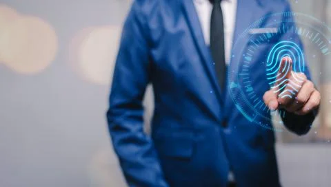 Lock or unlock, security system, security scan fingerprint, metaverse system Stock Photos