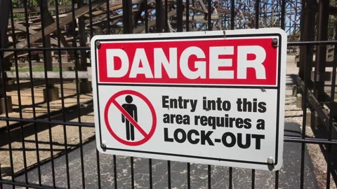 Lock out entry required danger sign | Stock Video | Pond5