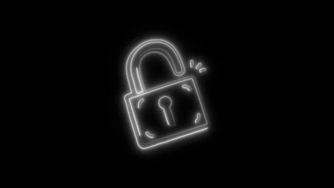 Lock Outline Icon in HD Video Neon Animation Stock Footage 304552306