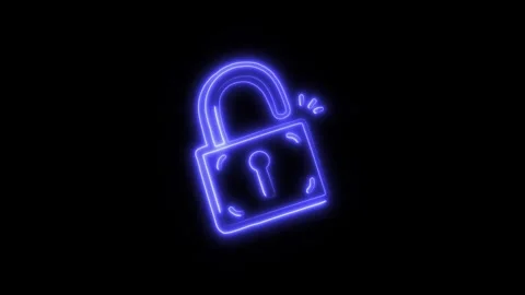Lock Outline Icon in HD Video Neon Animation Stock-Footage 304552310