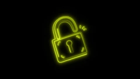 Lock Outline Icon in HD Video Neon Animation Stock-Footage 304552312