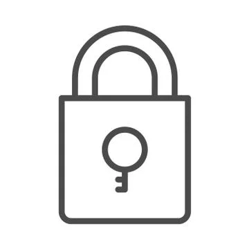 Lock outline vector security icon with key Stock Illustration
