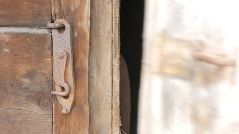 The lock padlock on the doors of the barn. Stock Footage 107903703