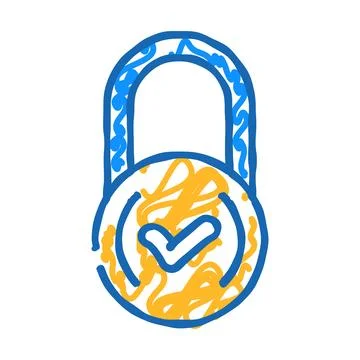 Lock padlock icon doodle illustration Illustrazione stock