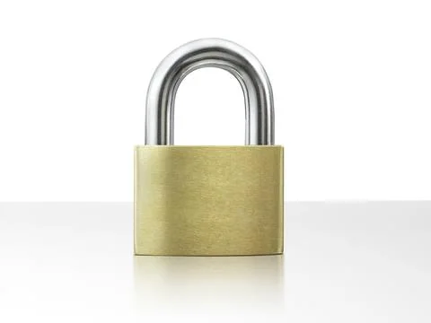 Lock padlock on white table Stock Photos